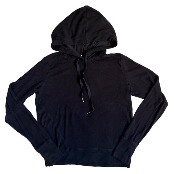 Evereve Zoey Rib Inset Hoodie (Black) - Size Small - Picture 2 of 10